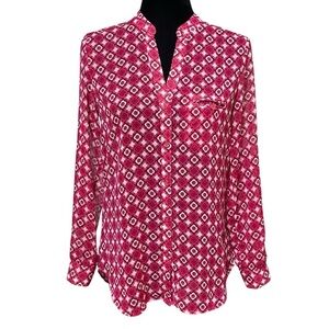 Kut From The Kloth Sinclaire 70s Floral Sheer Button Blouse Size XS Pink